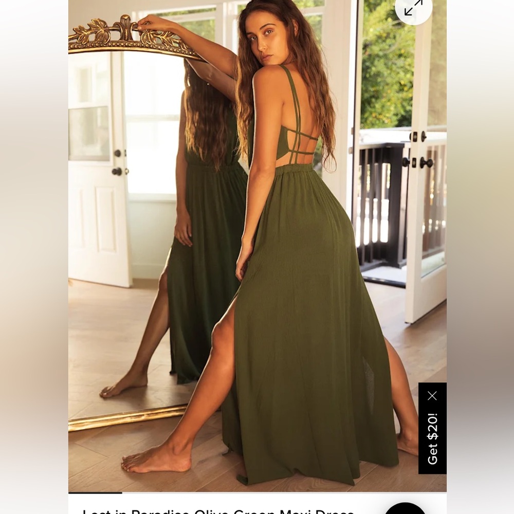 Lulus Lost in Paradise Olive Green Maxi